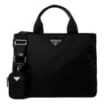 thumbnail image 1 of Prada Vela Re-Nylon Black Tote Bag Triangle Logo Crossbody with Pouch, 1 of 4