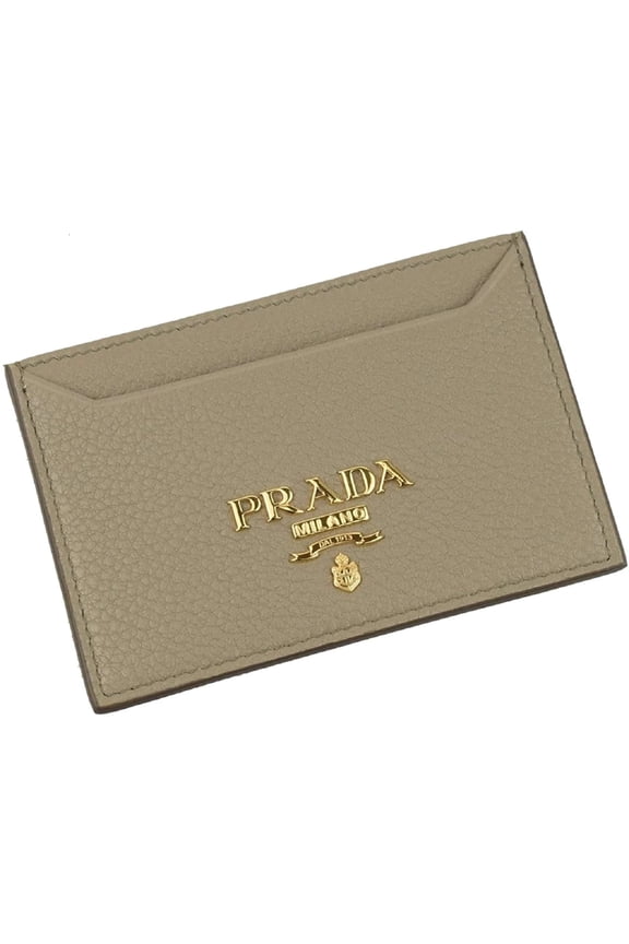 Vitello Grain Argilla Grey Leather Small Card Holder Wallet