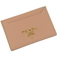 thumbnail image 1 of Prada Vitello Grain Leather Card Holder Cipria Beige Gold Logo, 1 of 4