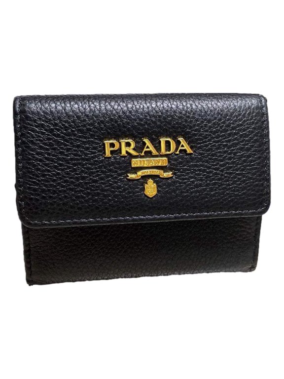 Vitello Grain Nero Black Bifold ID Holder Snap Wallet
