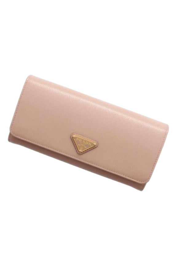 Vitello Move Cipria Beige Leather Continental Long Wallet Gold Triangle Logo