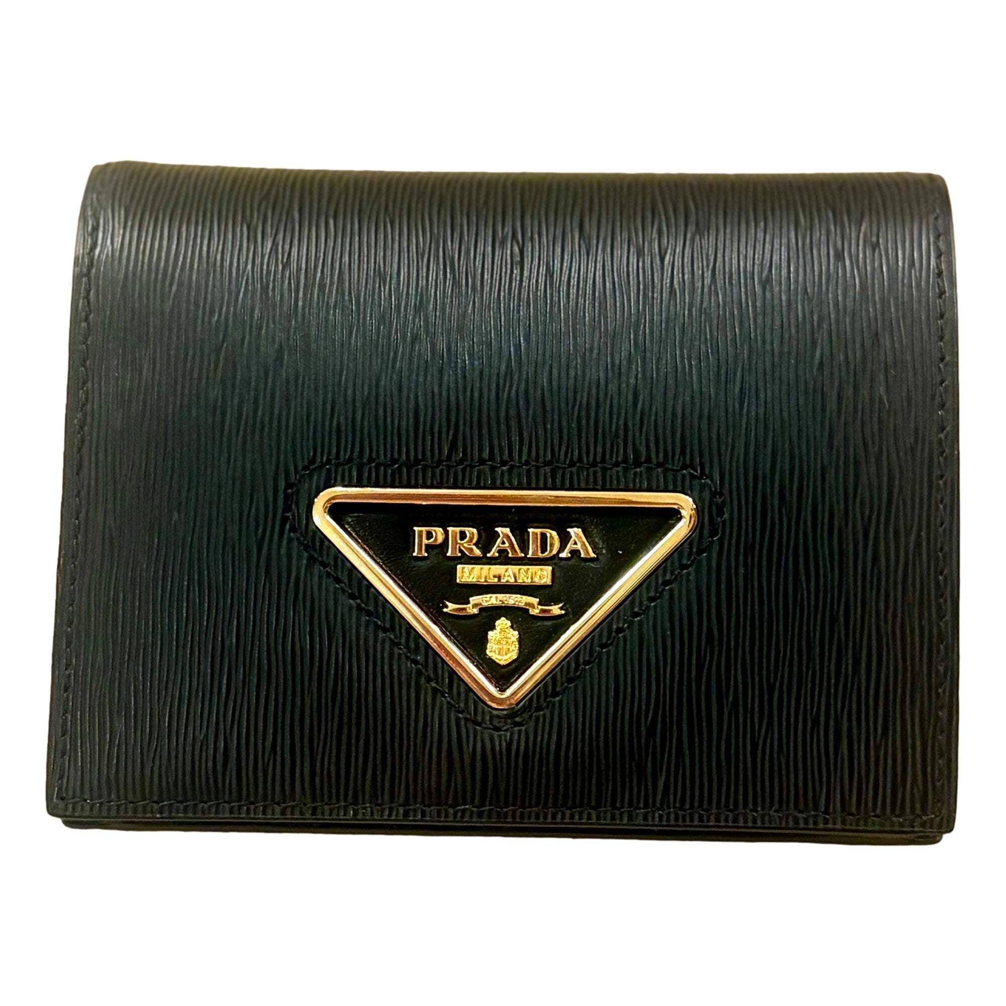 Prada Triangle Logo bi-fold Wallet | Black | FARFETCH Prada