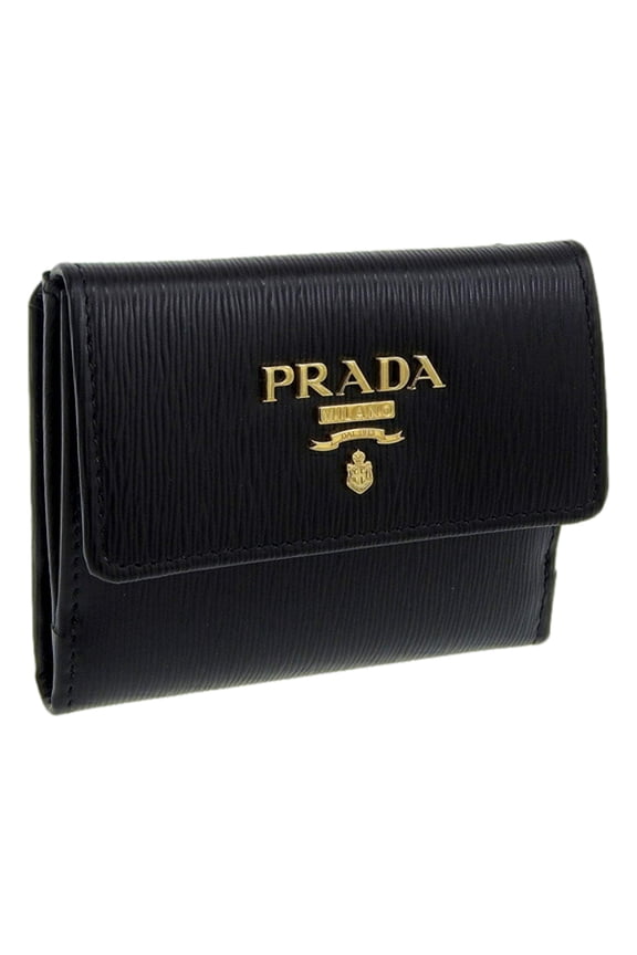 Vitello Move Nero Black Trifold ID Holder Snap Wallet