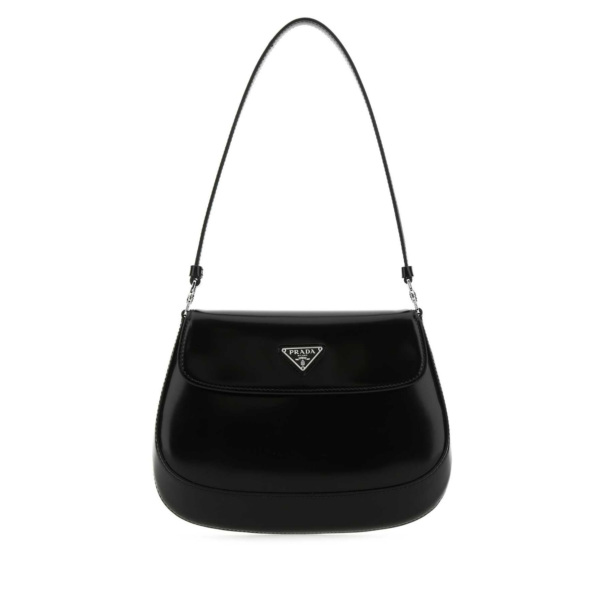 Prada Woman Black Leather Cleo Shoulder Bag 
