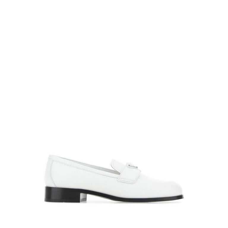 Prada Woman White Leather Loafers