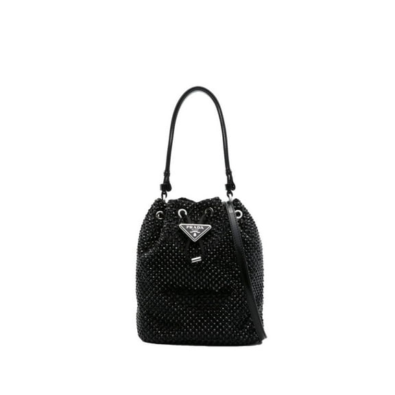 Prada Women's Bucket Bag With Crystal Accents Black