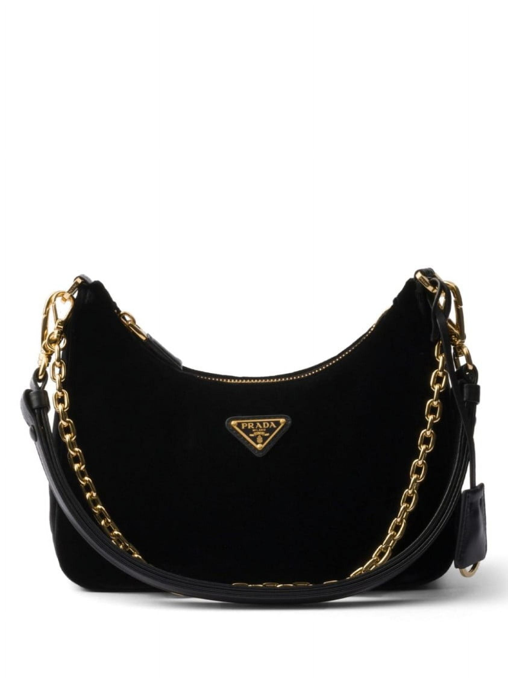 ★PRADA★ 25SS (1BH046 ZMY F0002) Women’s Cross Bag Prada Logo Tessuto Nylon Soft Calf Trim Black Cross Body Bag