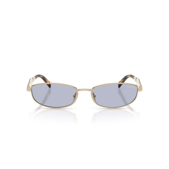 Prada Women's Rectangular Gold-Tone Metal Frame Sunglasses With Tortoiseshell Temples White