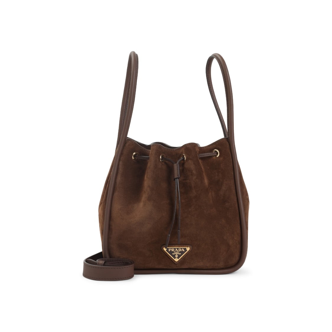 ハンドバッグ Prada Suede Calf Leather Bucket Bag With Drawstring Closure Prada Women's Suede Calf Leather Bucket Bag With Drawstring