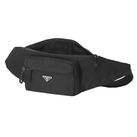 Prada by Prada Adjustable Belt Bag, Unisex, Fanny Pack, Black Tessuto Nylon