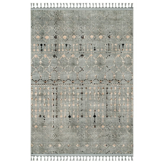 Pradeep Modern Grey Bamboo Area Rugs for Living Room Washable Rugs Boho Moroccan Area Rug Soft Neutral Geometric Bohemian Distressed Indoor Rug for Bedroom Dining Room Office Nonslip Rug
