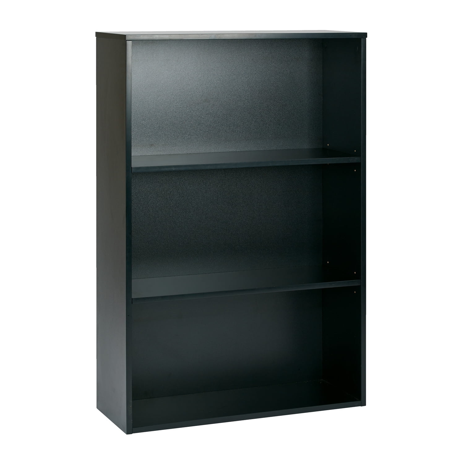 Prado Adjustable 3-Shelf Black Laminate Bookcase, 48" Height