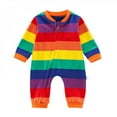 thumbnail image 1 of Praeter Cute 0-12M Newborn Autumn Spring Striped Rainbow Round-Neck Zipper Long-Sleeves Rompers Infant Baby Jumpsuit Clothes, 1 of 6