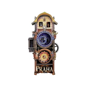 Prague Astronomical Clock Refrigerator Magnet - Colorful, Wooden, Cultural Souvenir, Decorative