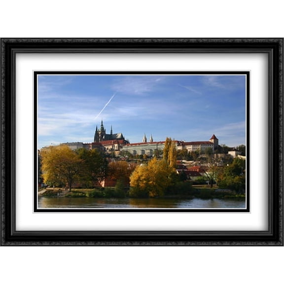 Prague Castle 2x Matted 38x28 Large Black Ornate Framed Art Print by The Cityscape Art Print Series