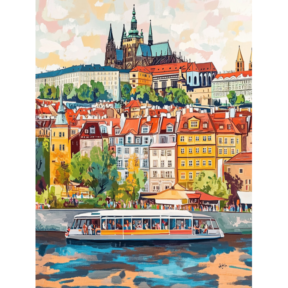 Prague Cityscape Canvas Wall Art/PaintingSuitable for Living RoomOfficeHotelDining Room Decoration