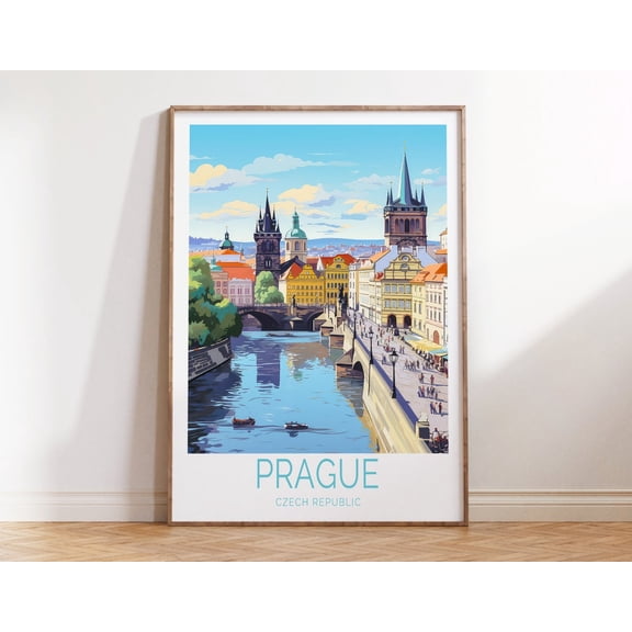 Prague Czech Republic City Birthday Travel Scenery Wall Art, Unframed Paper Print Size 8x12