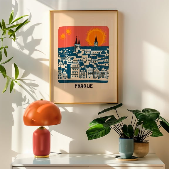 Prague Czech Republic City Travel Poster, Wall Art , Poster Print Only