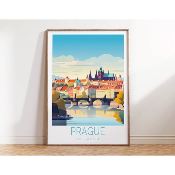 Prague Czech Republic Historic Cityscape Wall Art, Unframed Paper Print Size 8x12