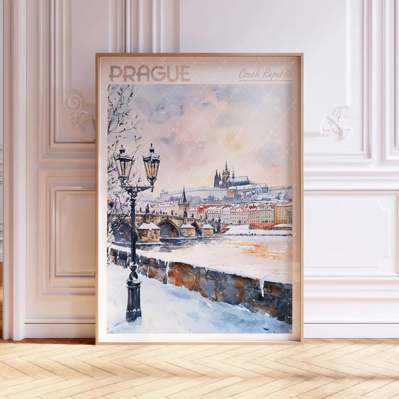 Prague Czech Republic Pastel Travel Unframed Paper Print