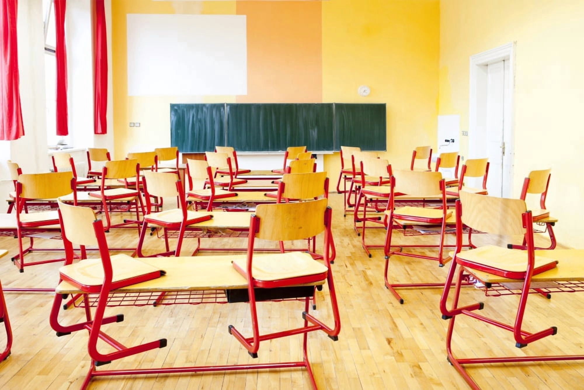 Prague - Empty Classroom at State Gymansium High School Jana Keplera Canvas Art - Panoramic Images (36 x 12)