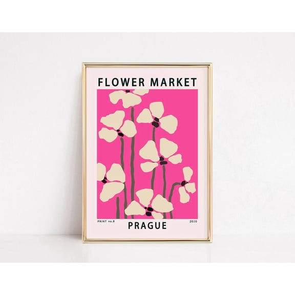 Prague Flower Market Pink Floral Art, Unframed Paper Print Size 8x12