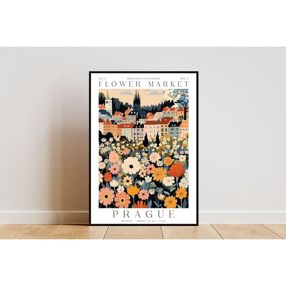 Prague Flower Market Poster, Yellow Flower Print, Unframed Paper Poster 8x10in