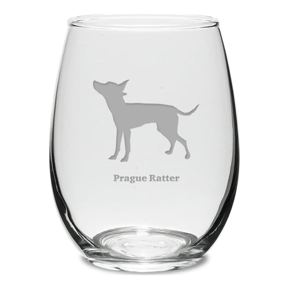 Prague Ratter Deep Etched 15 oz Stemless White Wine Glass