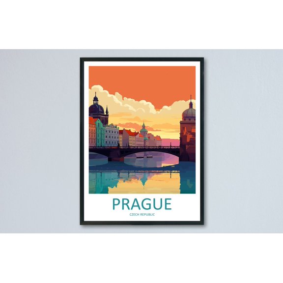 Prague Scenic Travel Landscape Czech Republic Wall Decor Unframed Paper Print