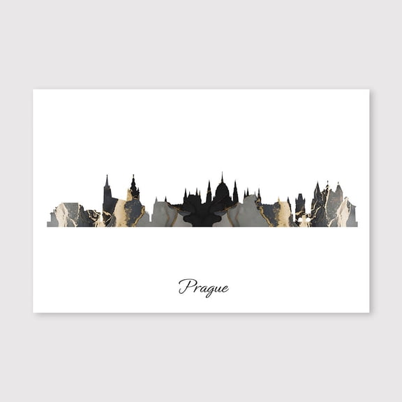 Prague Skyline Map Canvas Poster Print – Elegant Geography Artwork for Modern Home – 8x12 inch