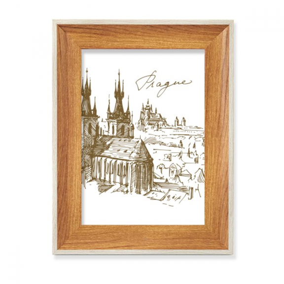 Prague Square Czech Republic Landmark Desktop Wooden Photo Frame Display Picture Art Painting Multiple Sets