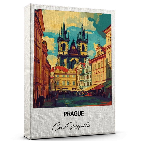 Prague Travel Decorative Art Canvas – Czech Republic Canvas – Colorful Travel Wall Decor for Any Room – Makes a Thoughtful Gift