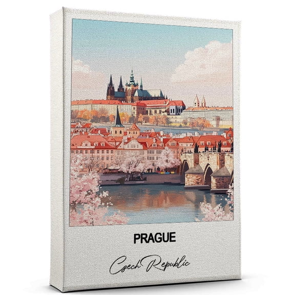 Prague Travel Poster Canvas Czech Republic Canvas Unique Gift Idea for Home, Office, or Living Space