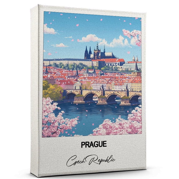 Prague Travel Poster Canvas Czech Republic Canvas Unique Gift Idea for Home, Office, or Living Space