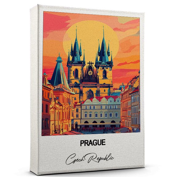 Prague Travel Scenic Canvas Wall Art -Czech Republic Canvas  Nature-Inspired Print for Bedroom, Living Room, or Office  Travel Gift