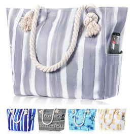 Stripe Tote Handbag With Pockets Womens Canvas Daily Shoulder Work Bag with  Zipper for Girl Women Gifts