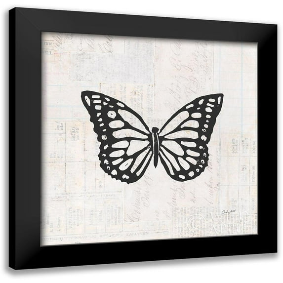 Prahl, Courtney 12x12 Black Modern Framed Museum Art Print Titled - Butterfly Stamp BW