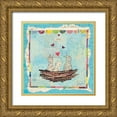 thumbnail image 1 of Prahl, Courtney 12x12 Gold Ornate Wood Framed with Double Matting Museum Art Print Titled - Blue Love Birds Square, 1 of 4