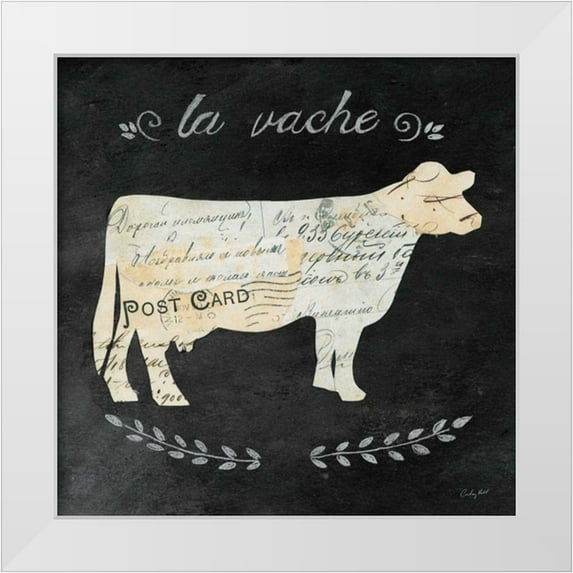 Prahl, Courtney 12x12 White Modern Wood Framed Museum Art Print Titled - La Vache Cameo Sq