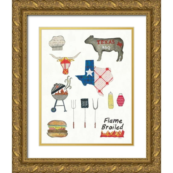 Prahl, Courtney 15x18 Gold Ornate Wood Framed with Double Matting Museum Art Print Titled - Summer Grilling II