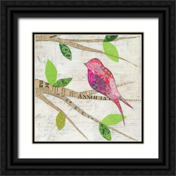Prahl, Courtney 20x20 Black Ornate Wood Framed with Double Matting Museum Art Print Titled - Birds in Spring IV Square