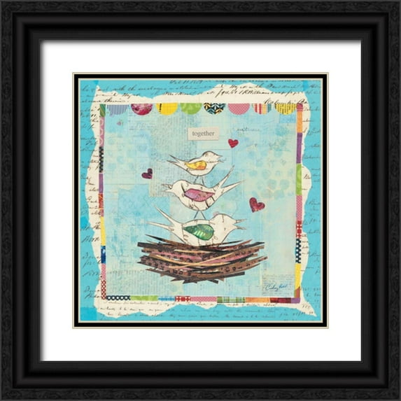 Prahl, Courtney 20x20 Black Ornate Wood Framed with Double Matting Museum Art Print Titled - Family of Love Birds Square
