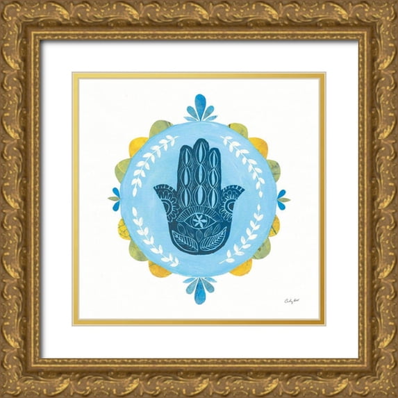Prahl, Courtney 20x20 Gold Ornate Wood Framed with Double Matting Museum Art Print Titled - Hamsa Mandala I