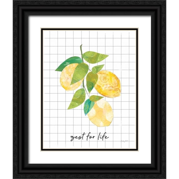 Prahl, Courtney 20x24 Black Ornate Wood Framed with Double Matting Museum Art Print Titled - Summer Lemons Sentiment I