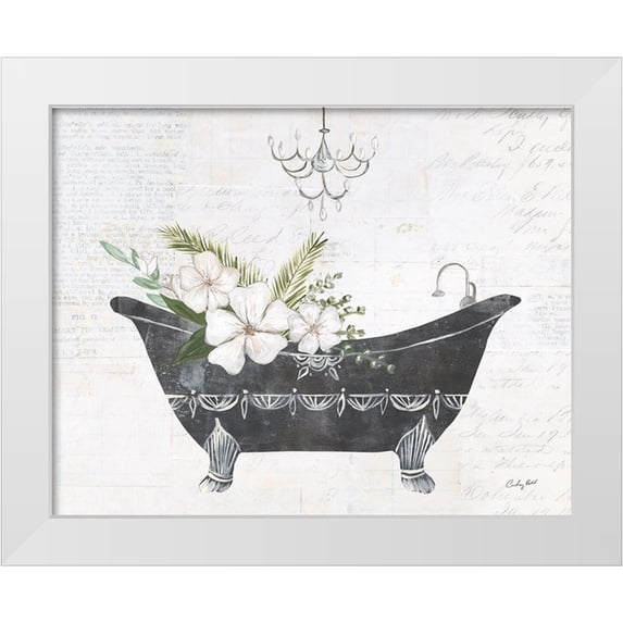 Prahl, Courtney 24x20 White Modern Wood Framed Museum Art Print Titled - Floral Bath I