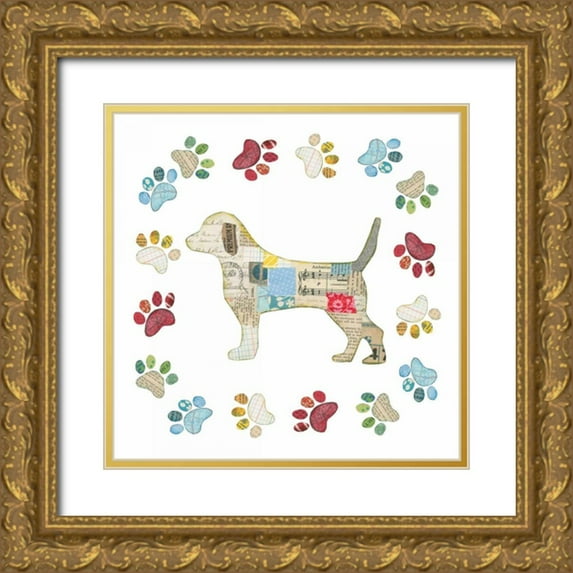 Prahl, Courtney 26x26 Gold Ornate Wood Framed with Double Matting Museum Art Print Titled - Good Dog IV Sq with Border