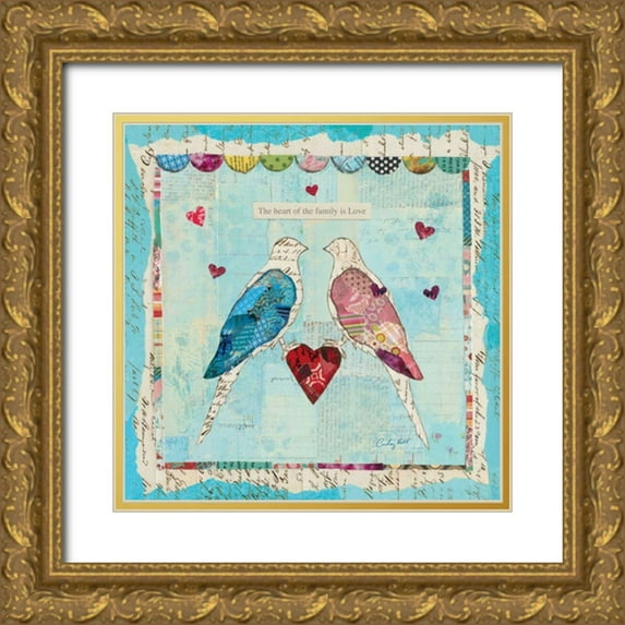 Prahl, Courtney 26x26 Gold Ornate Wood Framed with Double Matting Museum Art Print Titled - Love Birds Square
