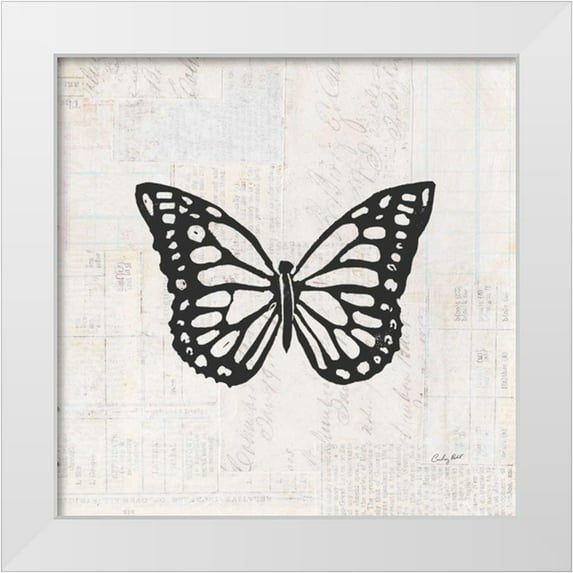 Prahl, Courtney 26x26 White Modern Wood Framed Museum Art Print Titled - Butterfly Stamp BW