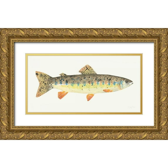 Prahl, Courtney 32x18 Gold Ornate Wood Framed with Double Matting Museum Art Print Titled - Angling in the Stream III