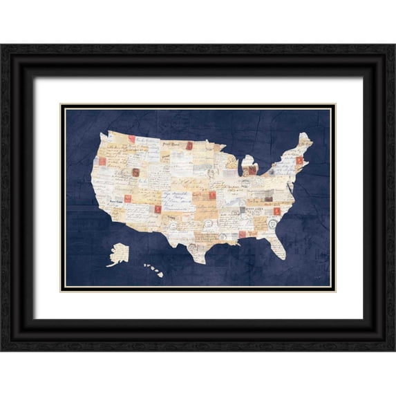 Prahl, Courtney 32x23 Black Ornate Wood Framed with Double Matting Museum Art Print Titled - Vintage USA on Indigo